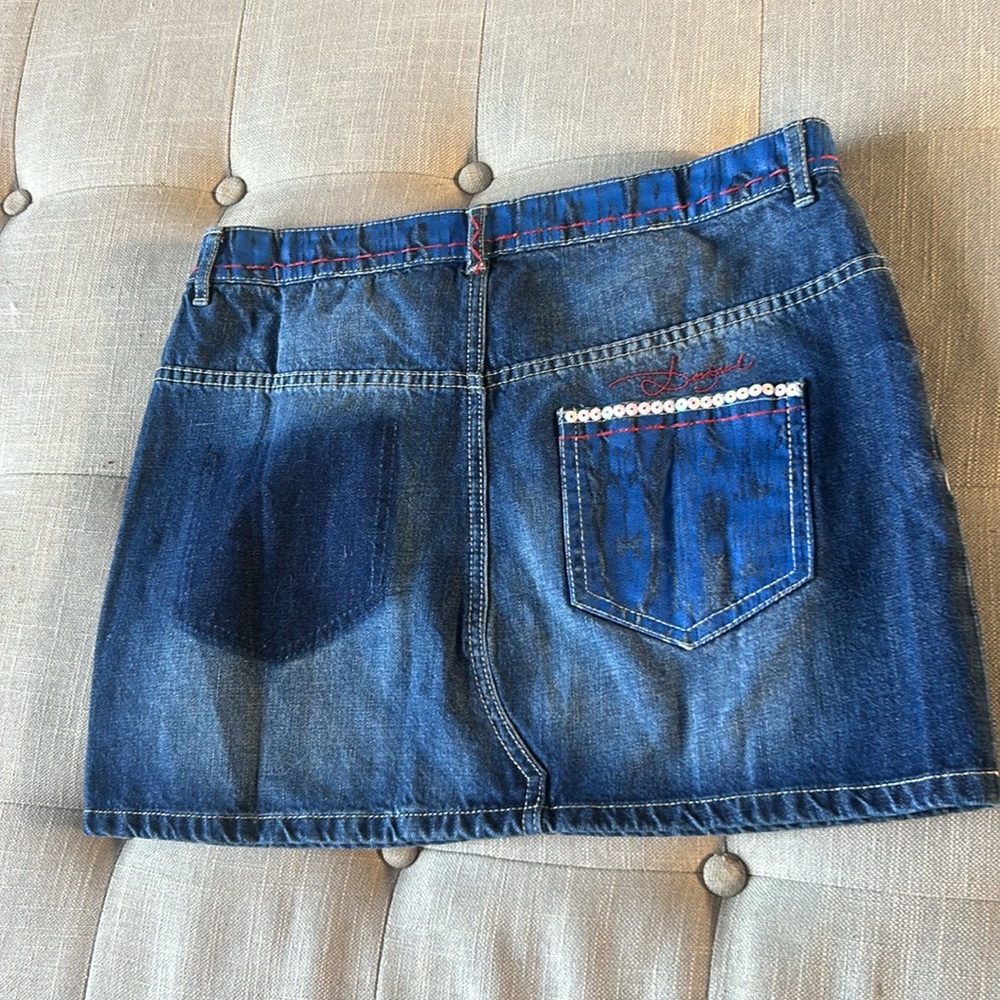 NWT Desigual‎ Criss Cross Denim Skirt with Embellishments Size 38 - Picture 5 of 7